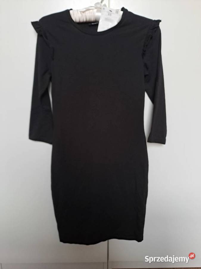 Sinsay Czarna bawełniana sukienka z falbankami