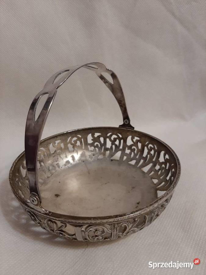 Śliczny platerowany koszyczekpatera sygnowany Inowrocław