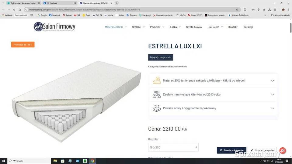 MATERAC 160x200 Warszawa