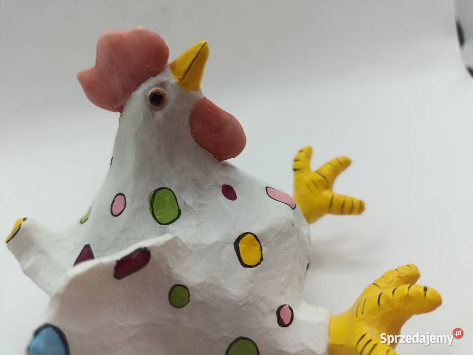 Figurka ptak kurczak gruby w kolorowe kropki Zamość
