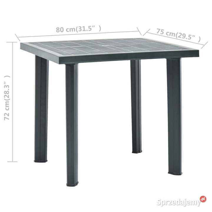 Stół ogrodowy zielony 80 x 75 x 72 plastikowy Warszawa