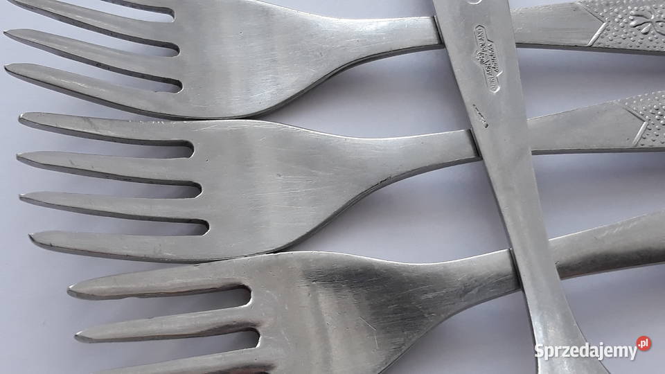 Widelce obiadowe 3 ROŚLINNY Gerlach sztućce PRL Dąbrowa Górnicza