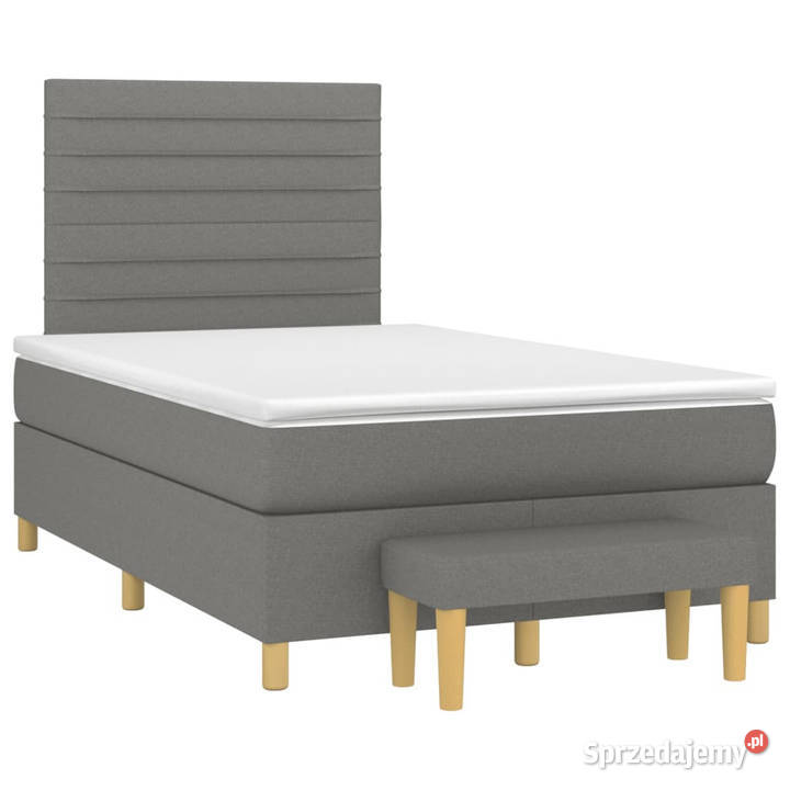Łóżko kontynentalne z materacem czarne tkanina 123cm