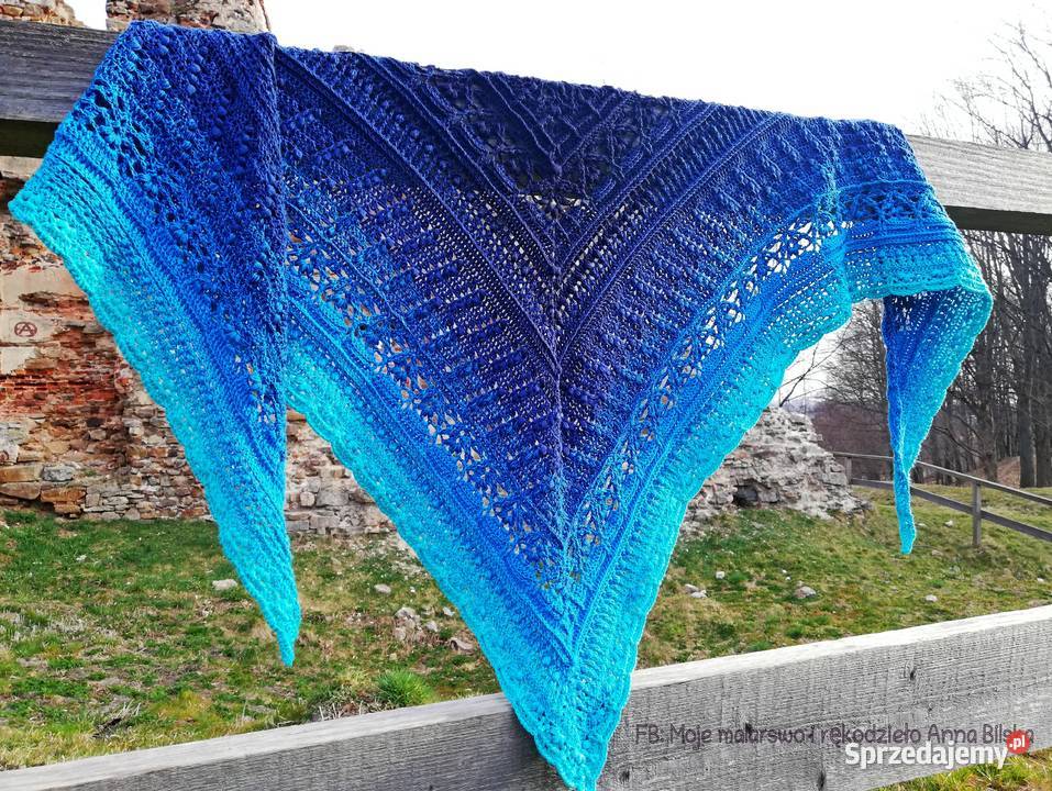 Chusta Ombre rękodzieło na szydełku