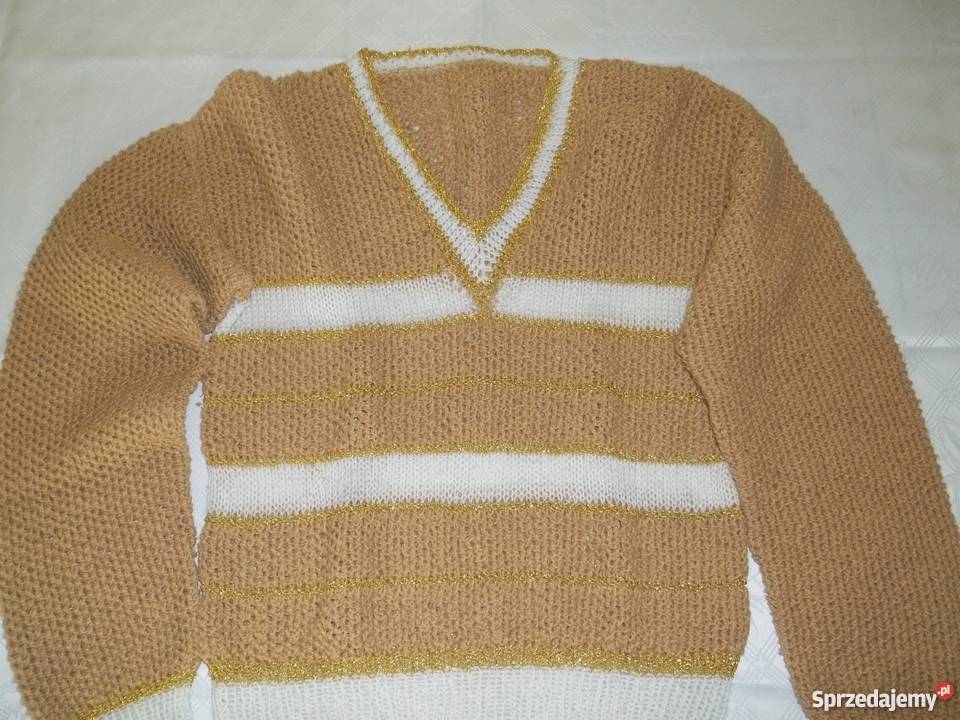 Miodowy sweterek włóczkowy w serek Łódź