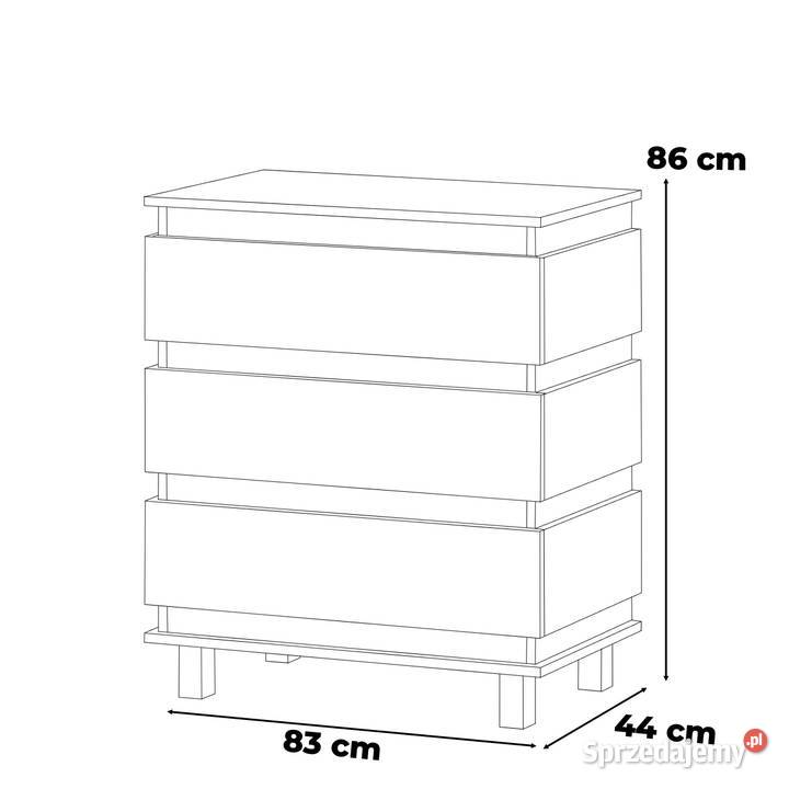 Komoda Biała Z Drewnem Zebra 83 3 Szuflady 86cm Elbląg