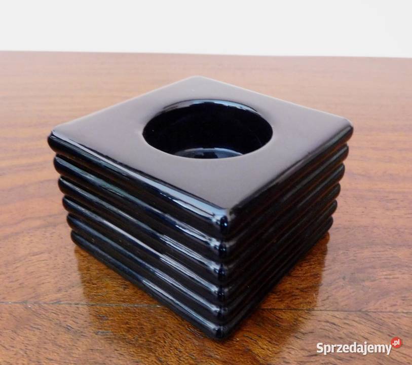 Świecznik świeczniczek z kamionki czarny czarny