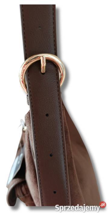 Brązowa torebka damska z szerokim paskiem brązowy/beżowy Żabiczyn