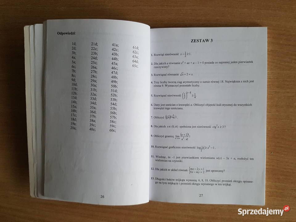 MATEMATYKA testy egzaminacyjne egzamin wstępny wielkopolskie Złotniki