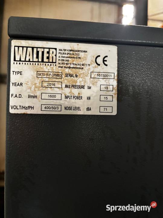 sprężarka śrubowa kompresor Walter SKTG 15 P Łaziska Górne