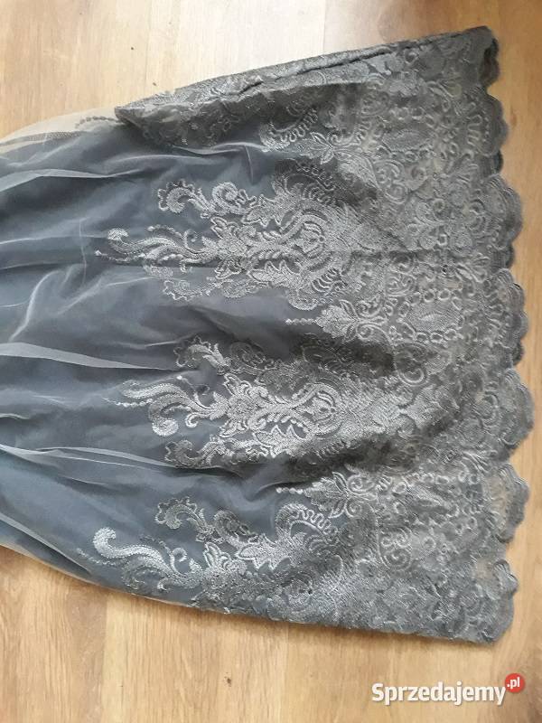 Koronkowa sukienka Elegancki szary szary/srebrny śląskie Sosnowiec