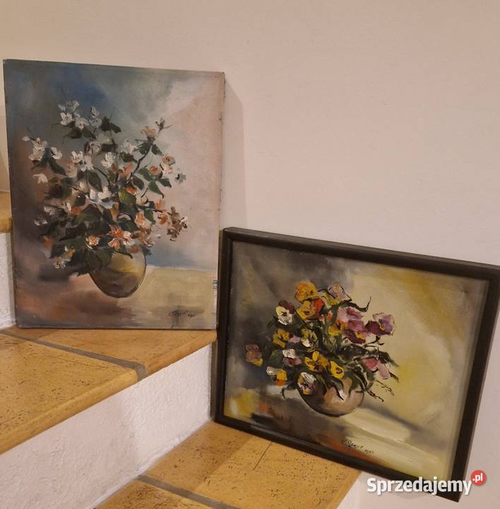 OBRAZ martwa natura kwiaty olej płótno autograf sprzedam