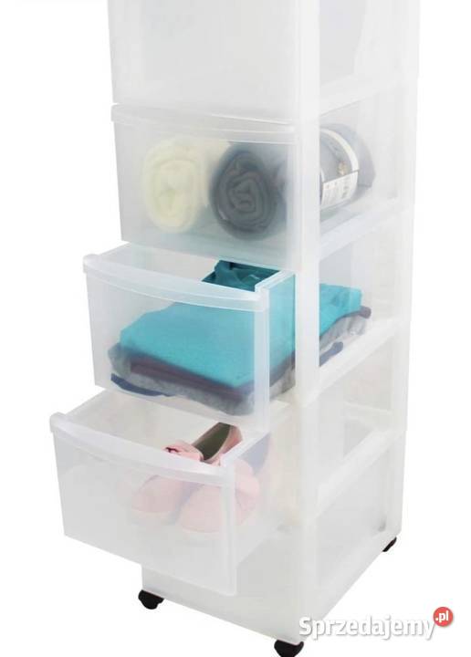 Komoda z szufladami szafka pojemnik plastikowy organizer kółka biuro pokój