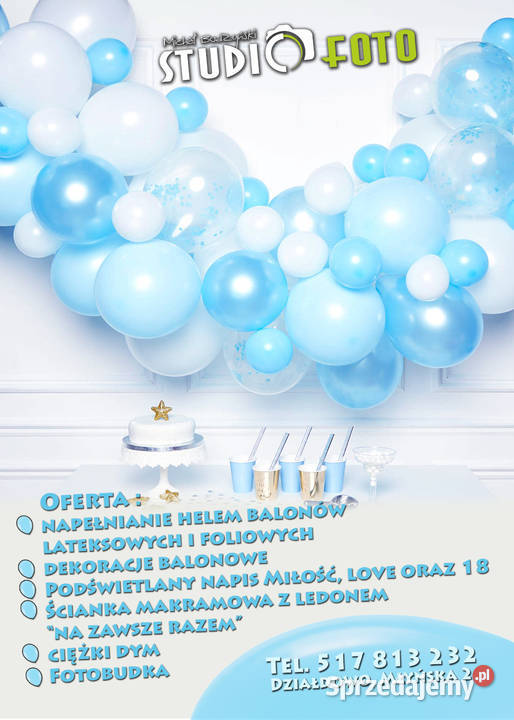 Pompowanie balonów dekoracje balonowe ciężki dym warmińsko-mazurskie Działdowo