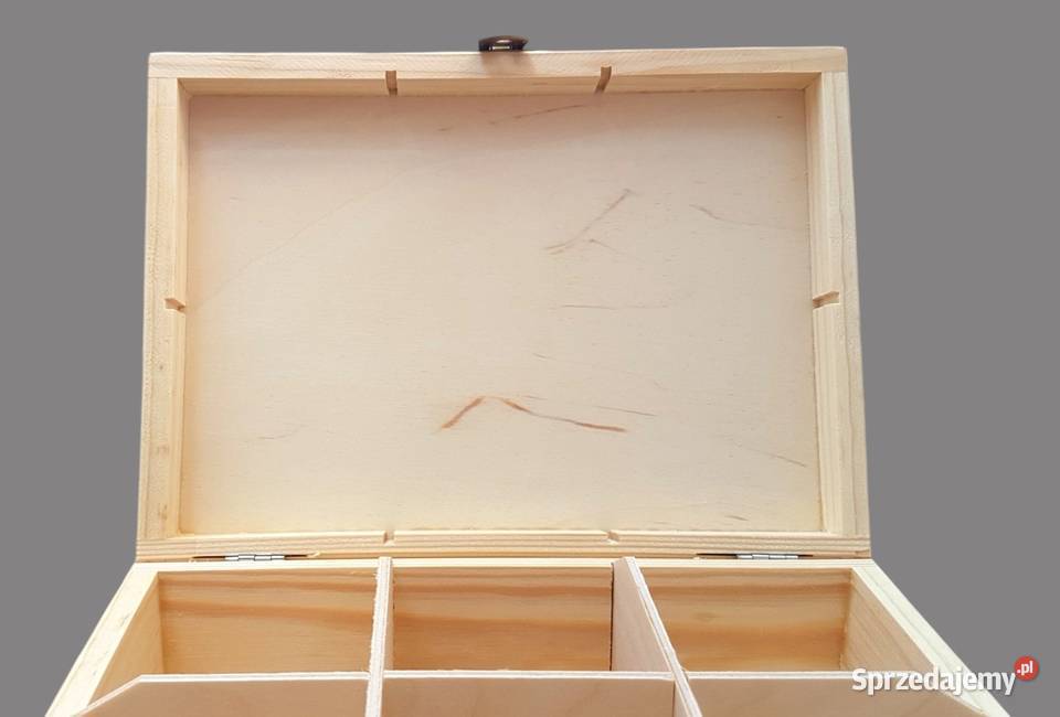 Drewniana szkatułka na herbatę herbaciarka z 6 Chrzanów sprzedam