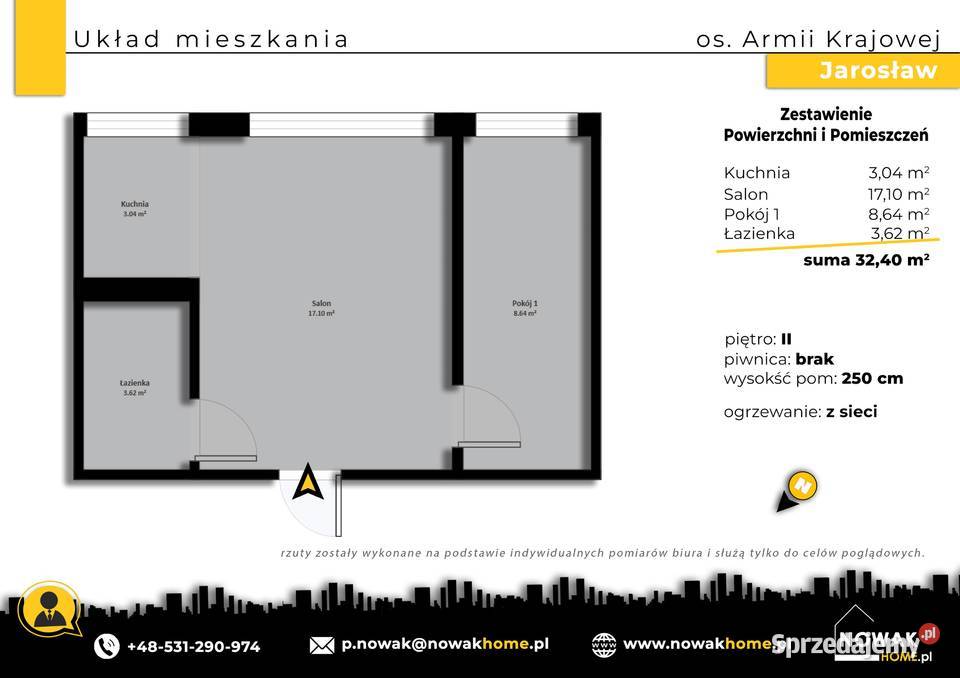 Armii KrajowejJarosław2 pokoje 33 m Do wynajęcia sprzedam