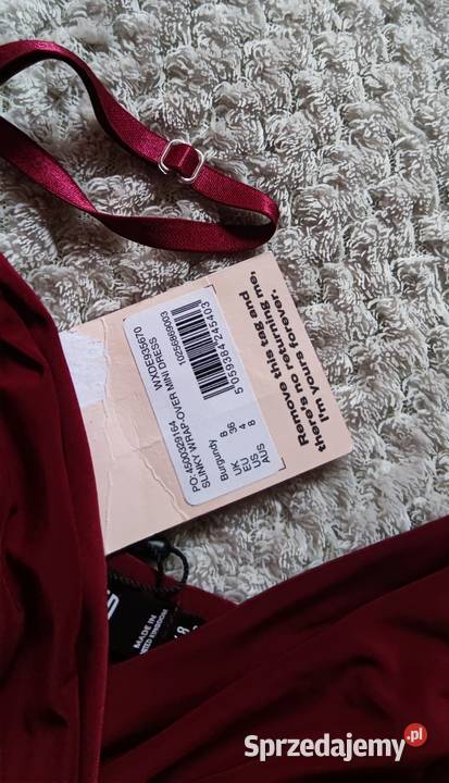 Czerwona burgundowa sukienka mini kopertowa Ząbkowice Śląskie