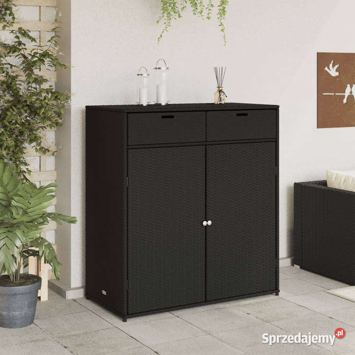 Szafka ogrodowa czarna 105x55x113 polirattan Skrzynie ogrodowe Warszawa