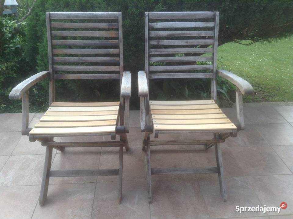 Zestaw 2 składanych drewnianych krzeseł z