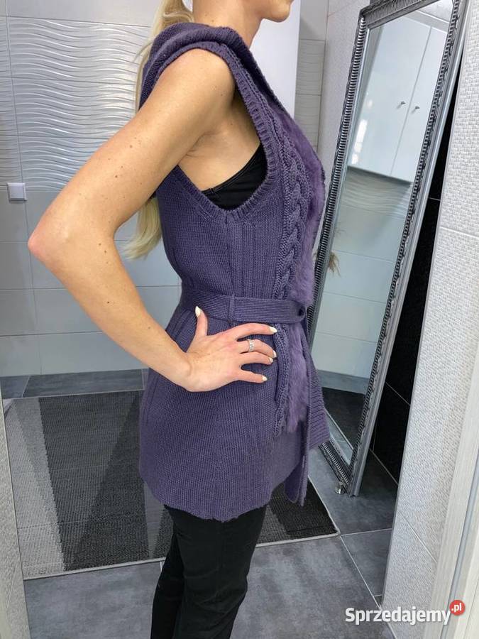 Nowy sweter kamizelka królik fioletowy Zara Nisko