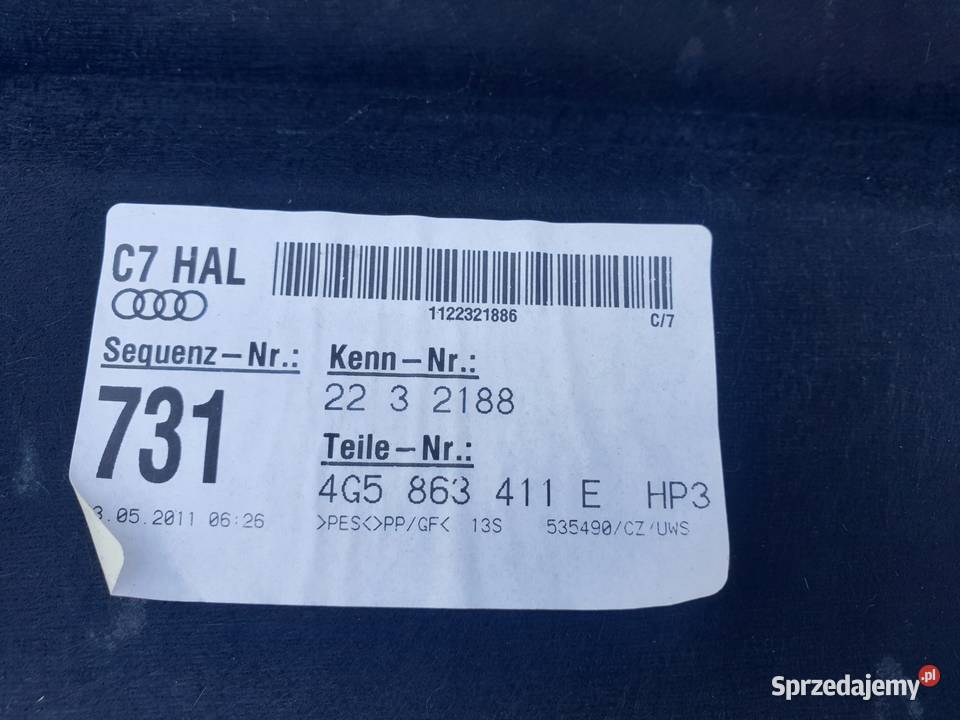 Audi A6 C7 SEDAN SLINE TYLNA PÓŁKA BAGAŻNIKA TYŁ lubelskie Chełm