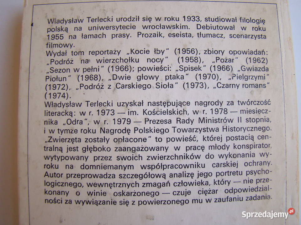 Zwierzęta zostały opłacone Władysław Terlecki