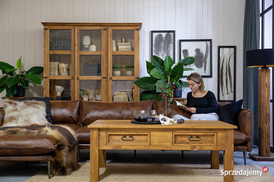 ława drewniana do salonu z szufladkami HACIENDA 75cm Stoliki kawowe i ławy Maków Podhalański