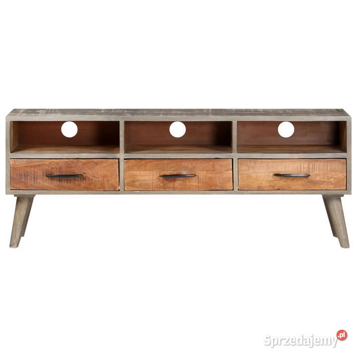 Szafka pod TV szara 130x35x51 lite surowe drewno Warszawa