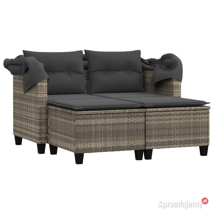 2os sofa ogrodowa daszek i podnóżki jasnoszara