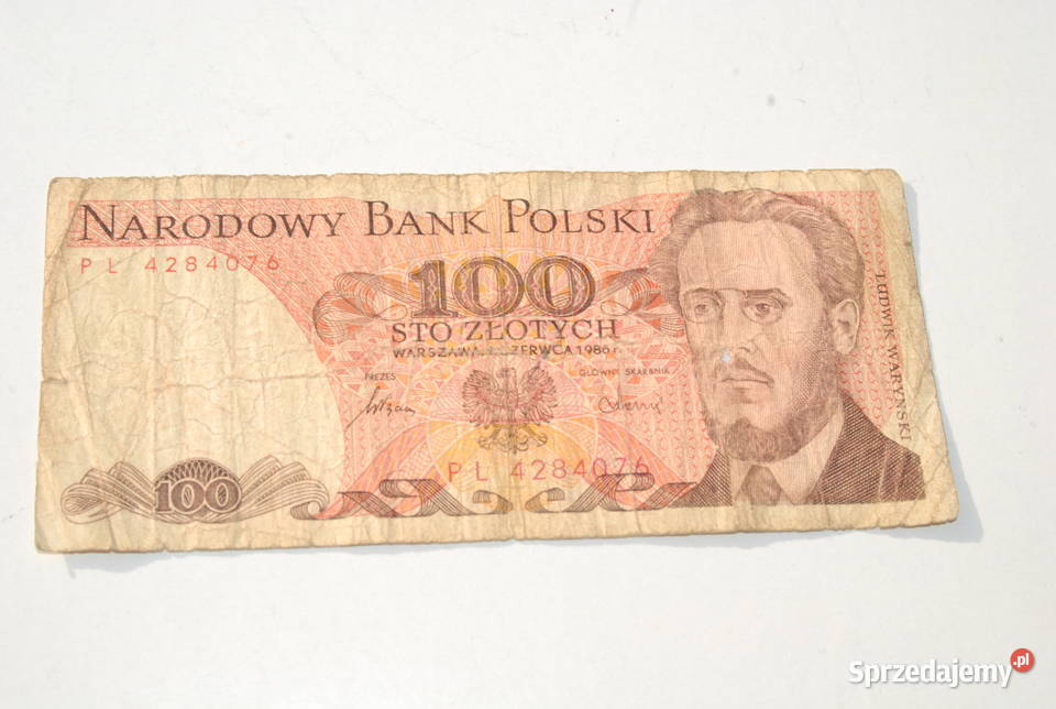 Stary banknot 100 złotych Waryński 1986 antyk Cieszyn