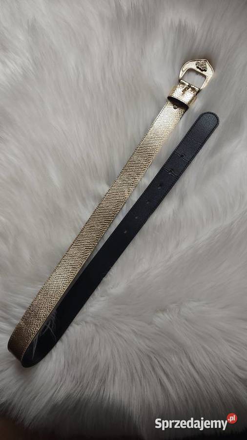 Złoty pasek z orientalną klamrą wzór skóry węża Olkusz