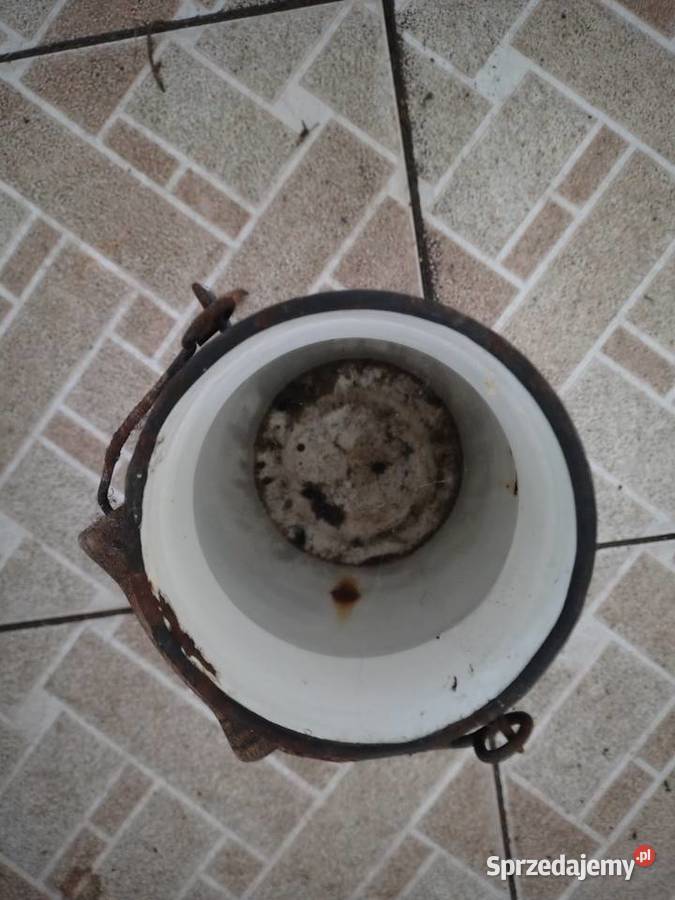 Dzbanek Kańka na mleko kawę lata PRL z drewnianą