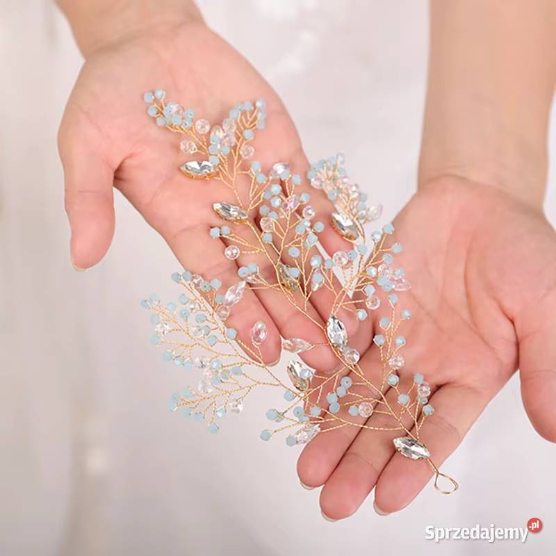 Ozdoba do włosów tiara koraliki błękitne Szczecin
