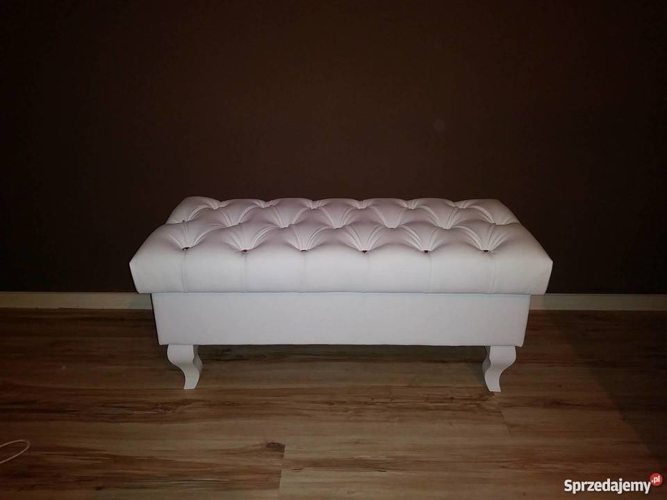 Elegancka biała PUFA pikowana Ludwik Glamour 100 Fotele i pufy Warszawa