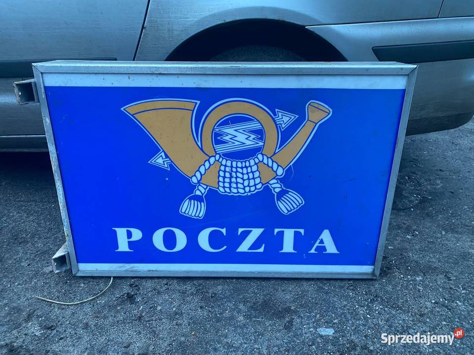 Szyld Stare logo reklama Poczty Polskiej wisząca Podświetlan