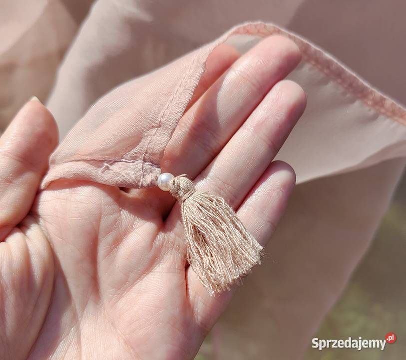 Duża ozdobna chusta szal stole róż organza etola