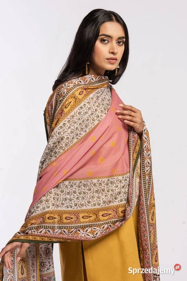 Duża chusta szal dupatta różowa bawełna kolorowy Dla kobiet Szczecin