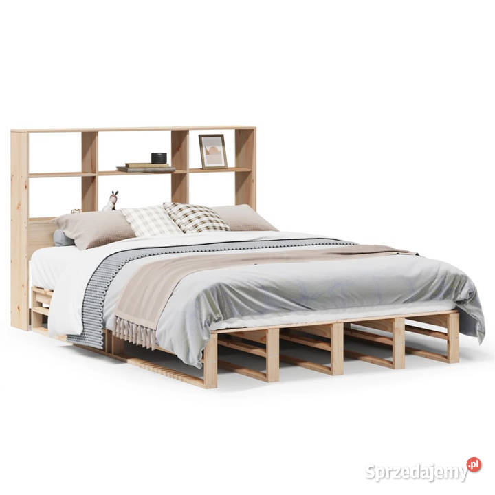 Łóżko z regałem bez materaca lite drewno 120x200