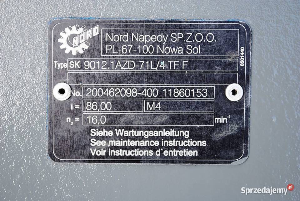 Motoreduktor kątowy 037kw 16obr Firmy NORD lubuskie