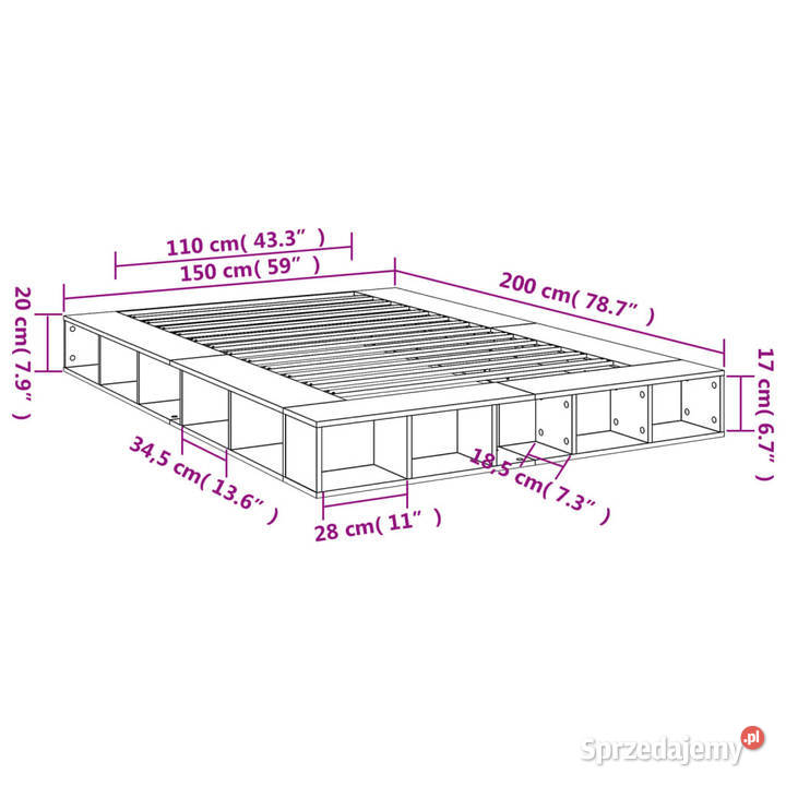 Rama łóżka biała materiał drewnopochodny 150x200 Łóżka Warszawa sprzedam