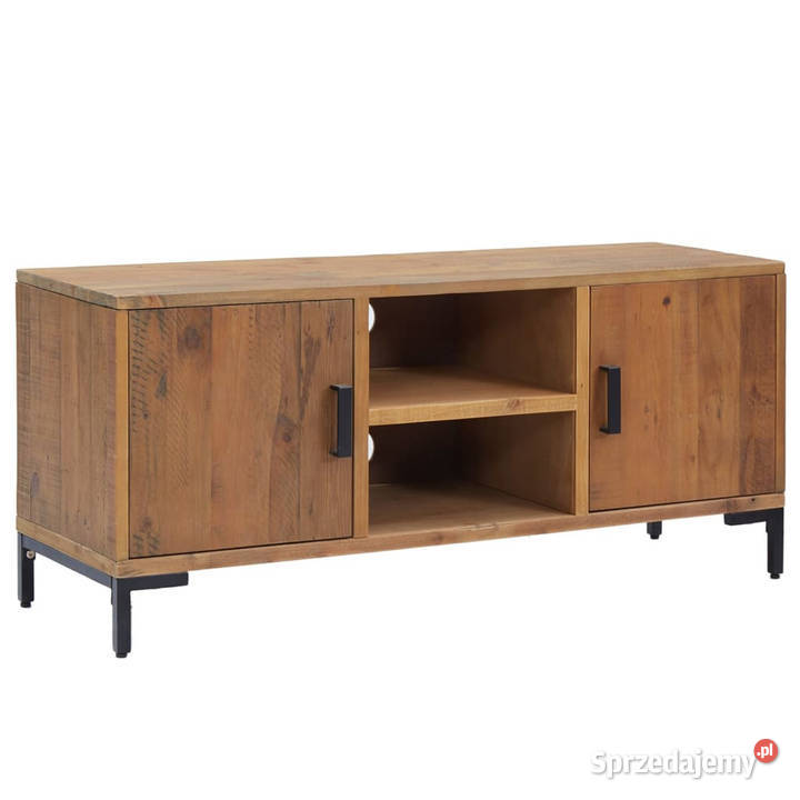 Szafka pod telewizor brązowa 110x35x48 drewno Szafki