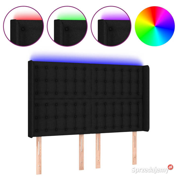 Zagłówek do łóżka z LED czarny 147x16x118128 Warszawa
