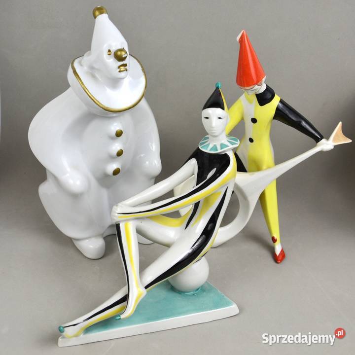 Arlekin Klaun na piłce Art Deco Zsolnay Trk Jnos Porcelana i szkło