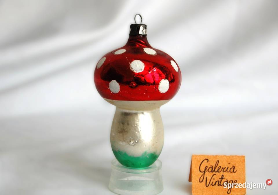 Stara bombka szklana ręcznie malowana muchomorek Lublin