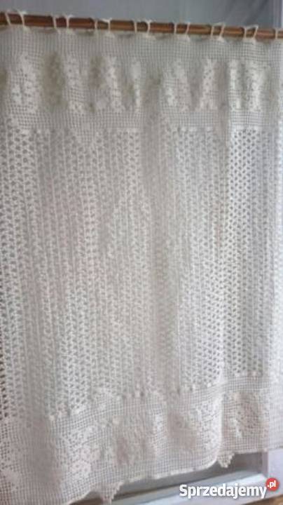 Firanka zazdrostka szydełkowa ecruręczna Rękodzieło Bolesławiec sprzedam