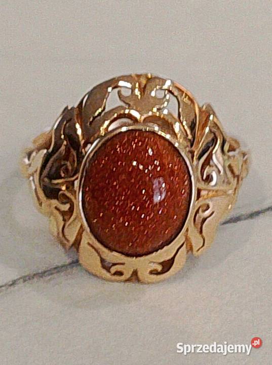 Piękny złoty pierścionek sygnet damski lata 6386 Płoskie