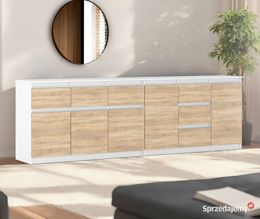 Komoda Biało Drewniana 6 Szuflad 240 Szafka Do Elbląg