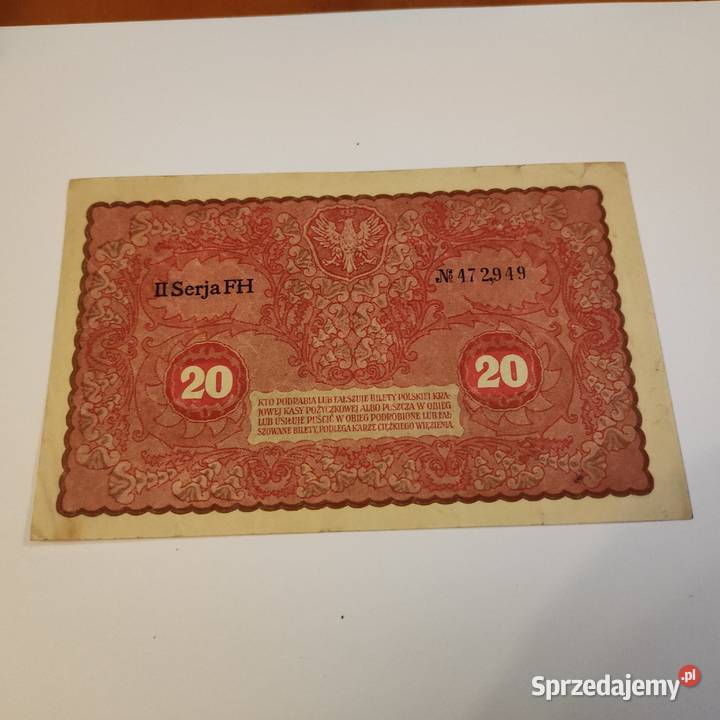 Banknot 20 marek polskich z 1919r seria II FH Antyki, Sztuka, Kolekcje Wrocław