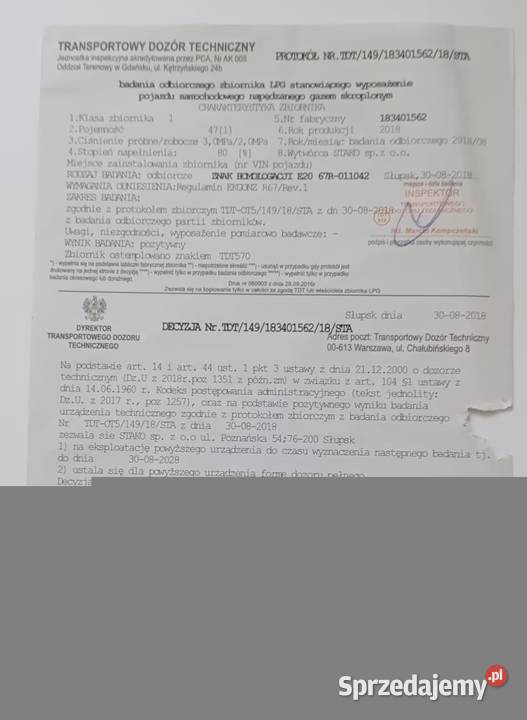 Butla lpg 47l osobowe Milejów-Osada