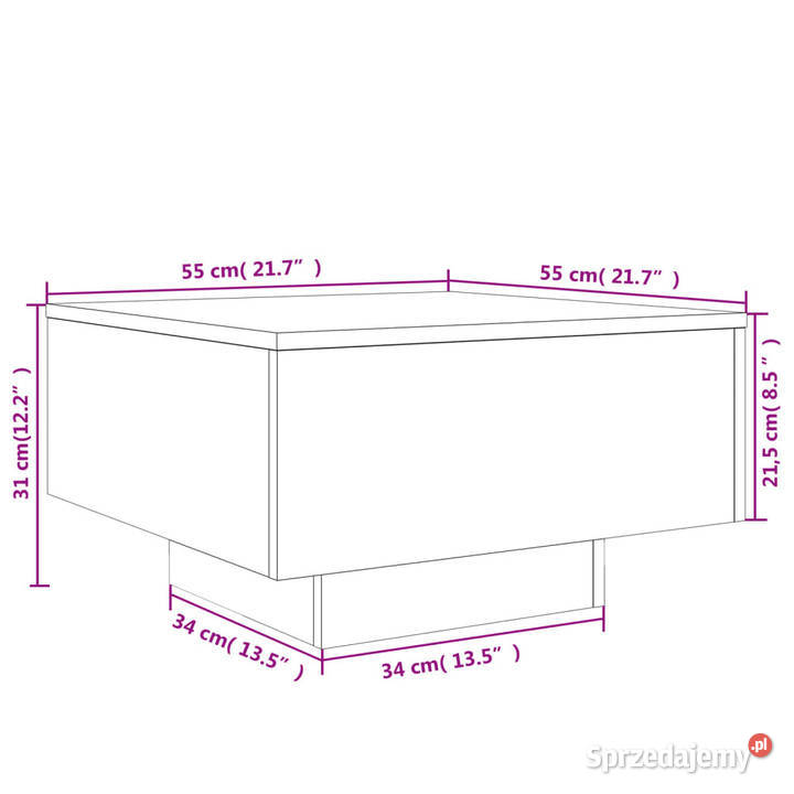Stolik kawowy brązowy dąb 55x55x31 WM836573 mazowieckie Warszawa